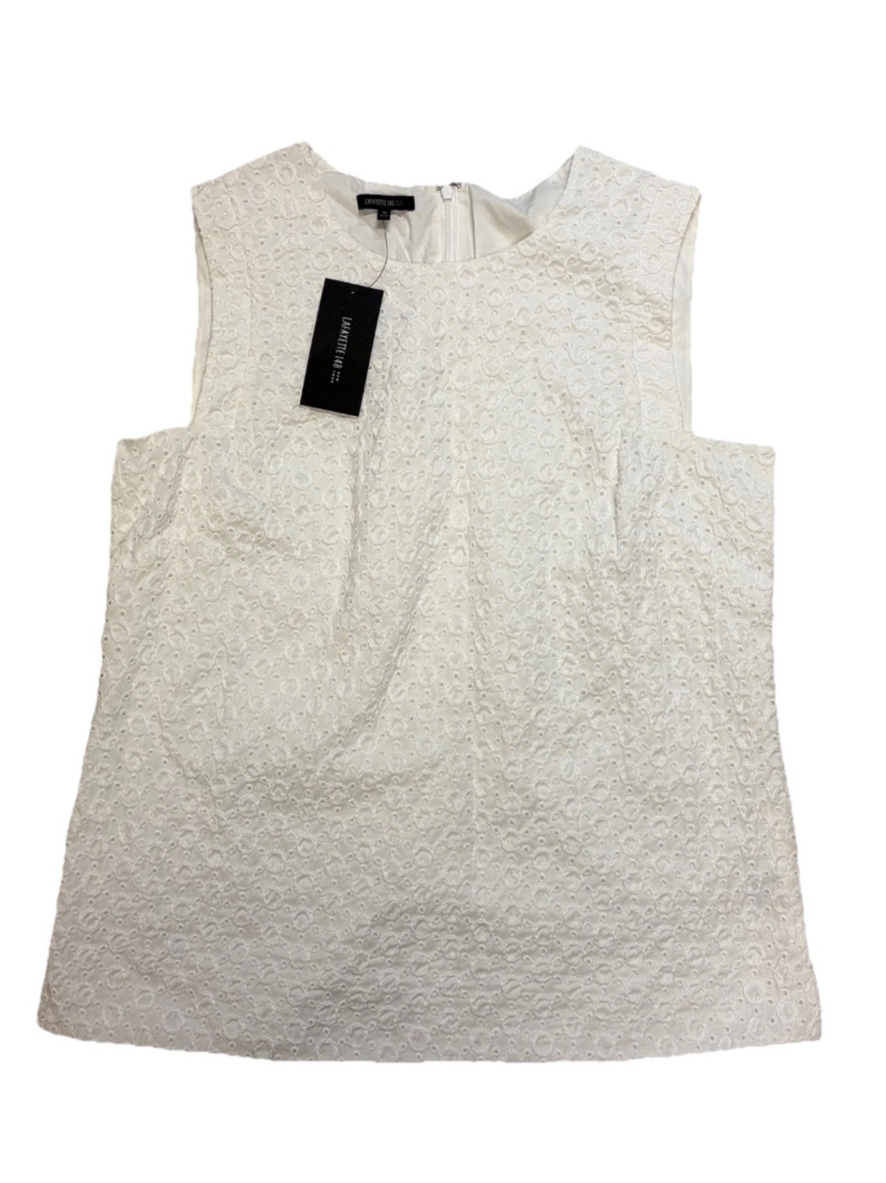 NWT LAFAYETTE 148 New York Frances lace eyelet sleeveless top shirt size 12